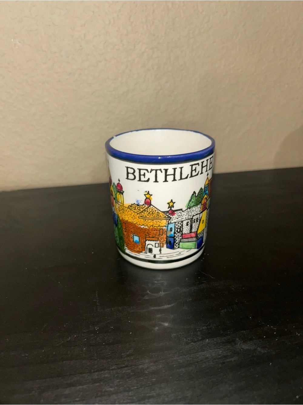 Bethlehem Ceramic Mug Ancient City hand painted Vintage